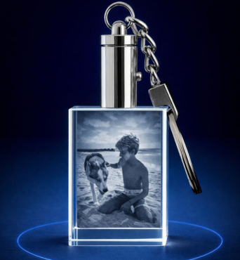 Rectangle 3D Crystal Keychain | Personalized Photo Keepsake