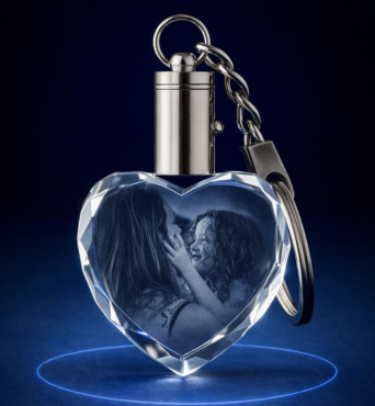 Heart 3D Crystal Keychain | Personalized Photo Keepsake