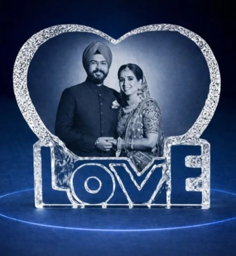 Love Heart 2D Crystal – Personalized Flat Heart Crystal Photo Gift